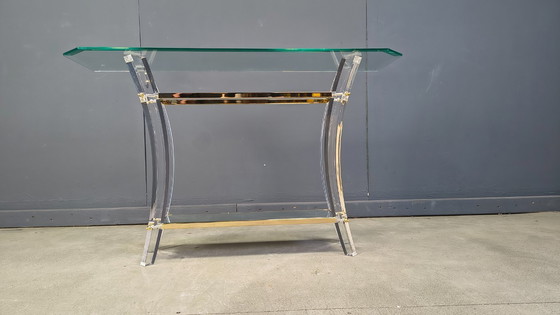 Image 1 of Konsolentisch aus Messing und Acrylglas, 1970er Jahre
