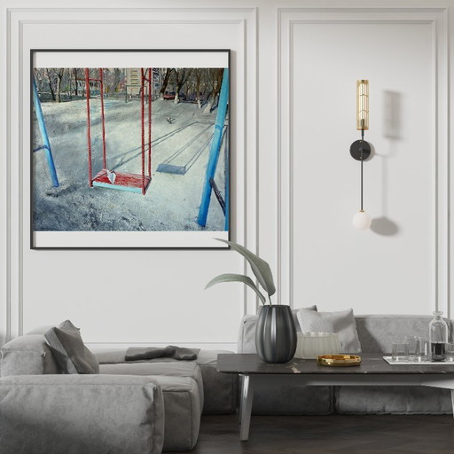Original Oil Painting Contemporary Art City January 1 – schilderijen tekeningen, Canvas (photo 2 of 7)