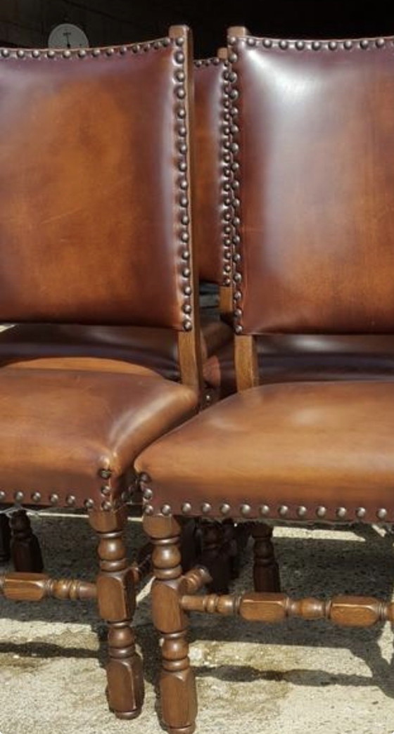 Image 1 of 6 clases clásicas de cuero eetkamer stoelen 