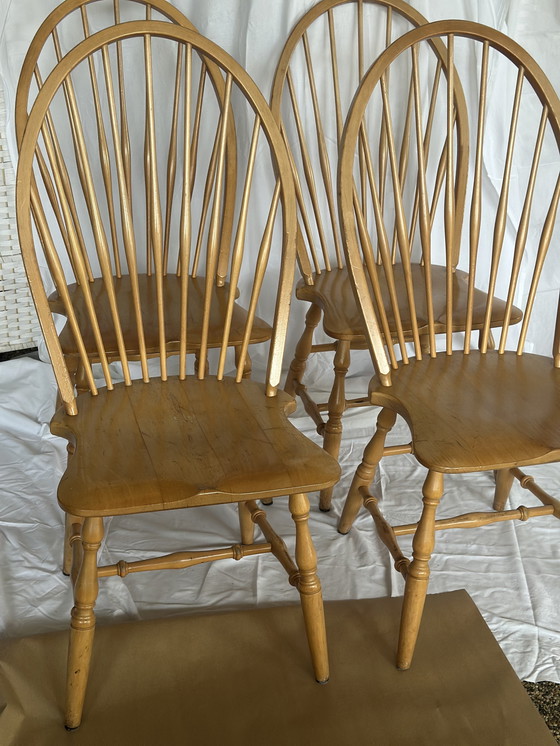 Image 1 of Windsor slatted chairs, 4 pieces, vintage dining room chairs, wood