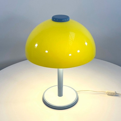 Blue & Yellow Postmodern Table Lamp in Metal & Plastic, 1980s