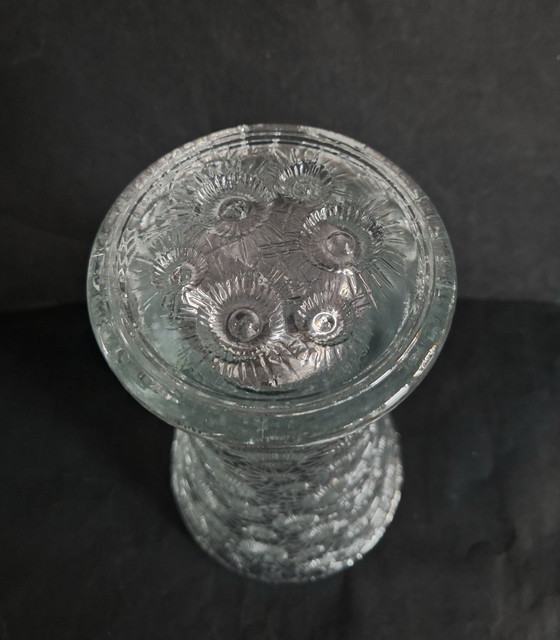 Image 1 of Jiŕi Ŕepásek Slo Union hoge kristallen Space Age design vaas. Type Atomic Starburst 1970.