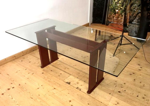 Table de salle à manger en cuir Couro de Brazil des années 1980