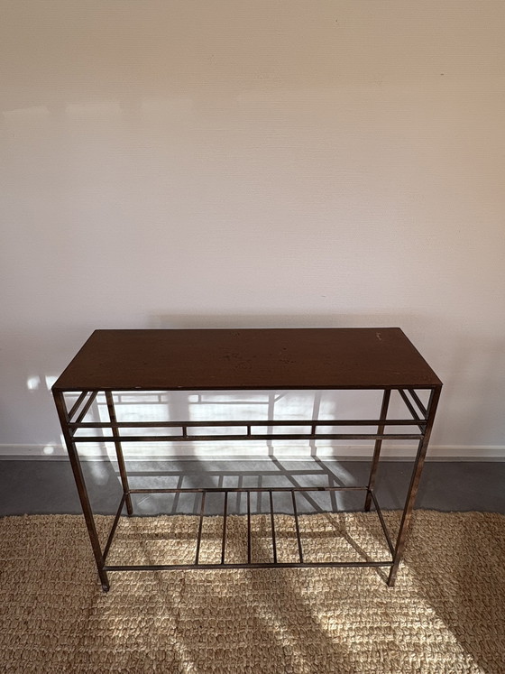 Image 1 of Vintage wrought iron console side table Castiron Japandi style L90cm