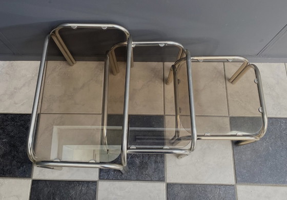 Image 1 of Glass nesting set of tables 1970s