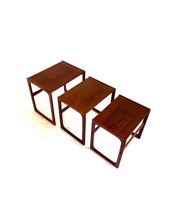 Vintage Danish teak nesting tables, B.R. Geldsted ‘60, B.R. Gelsted, Side tables, Wood, Brown (photo 5 of 9)