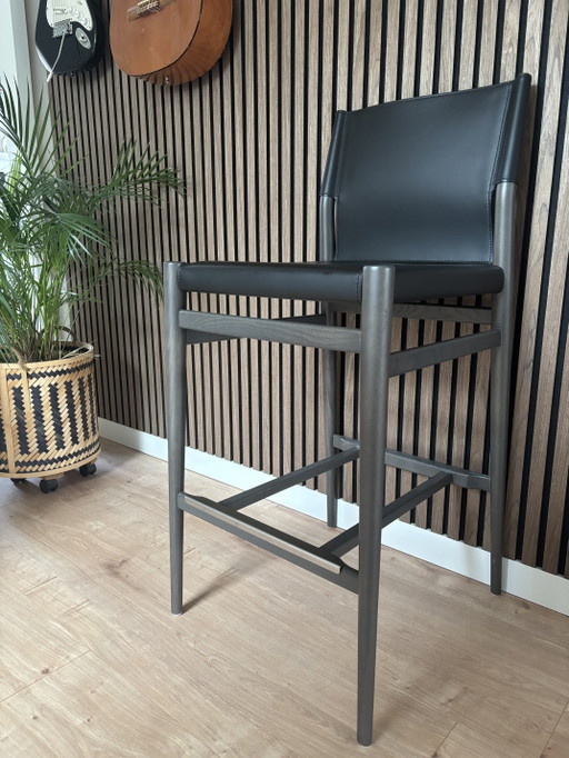 Enrico Pellizzoni Ledermann Barhocker 1 Stück – barkrukken, Leather, Wood