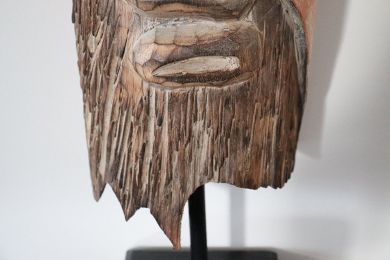 Image 1 of Decorative hand-carved wooden statue of a Monk