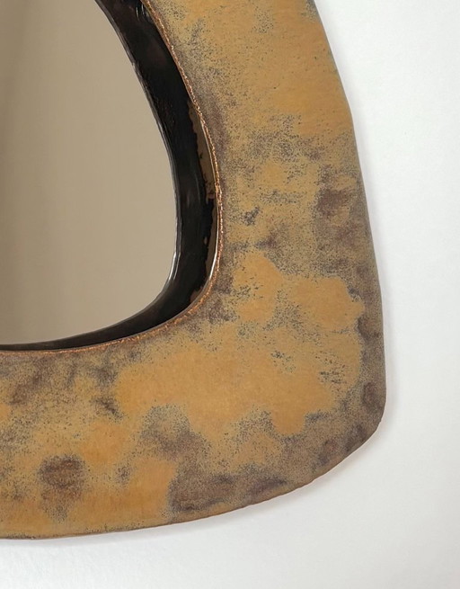 French contemporary ceramic mirror, "Triangolo" by Renzo Maar