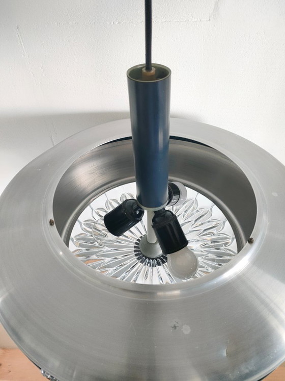 Vintage Mid-Century Space Age UFO Pendant Lamp/ Aluminum & Cut Glass (1960s/1970s) – Ceiling lights, Other (photo 9 of 27)