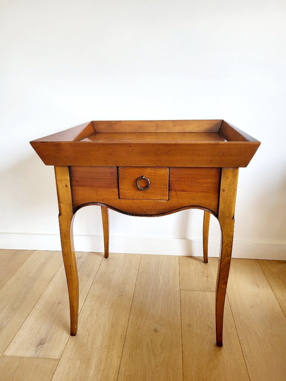Image 1 of Mesa auxiliar o de mayordomo antigua, madera de cerezo, Francia