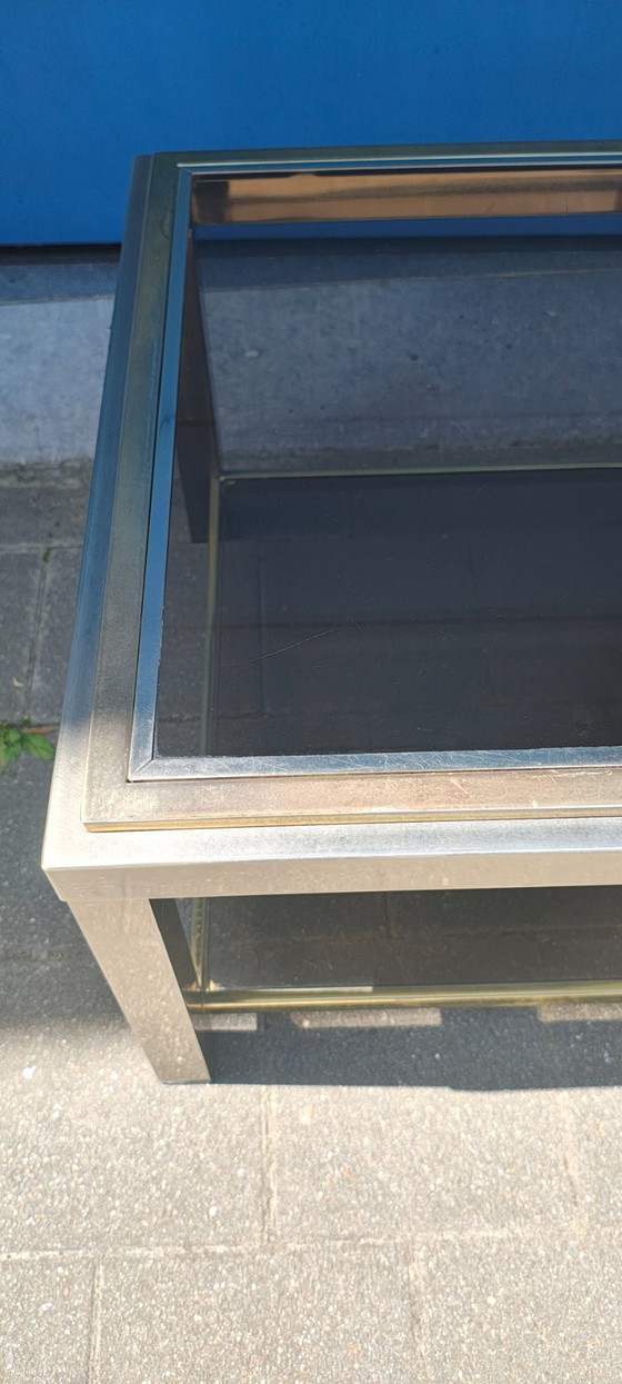 Image 1 of VINTAGE Coffee Table Metal & Glass in Smoked Glass The 70s