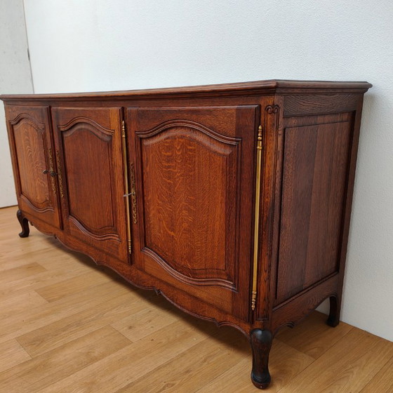 Vintage rustic wooden sideboard, wall cabinet, buffet. (photo 5 of 17)