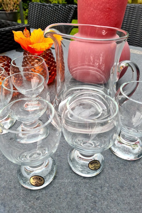 Image 1 of Pavel Hlava für Bohemia Crystalalex - Modell Gina- kleine Weingläser im 6er-Set mit schwerem Glasausgießer