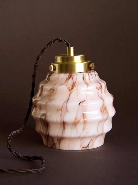 Image 1 of Art Deco roze marmeren draagbare lamp