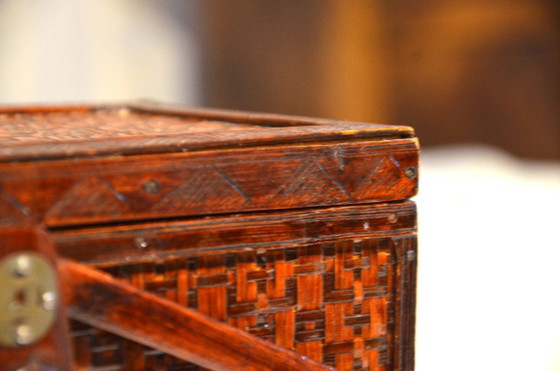 Panier de pique-nique en rotin du XXème siècle, 28x15x23cm – Objets déco, Rattan, Wood (photo 7 of 12)