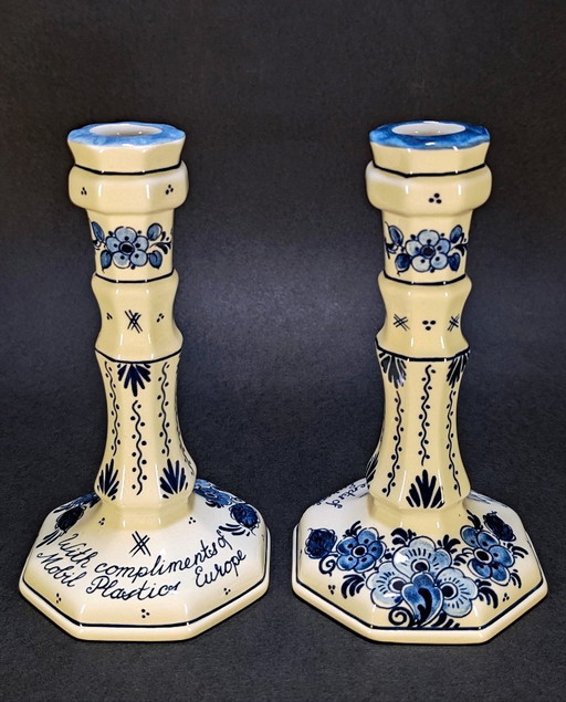 Paar Royal Goedewaagen Blue Delft Kandelaars – Holland