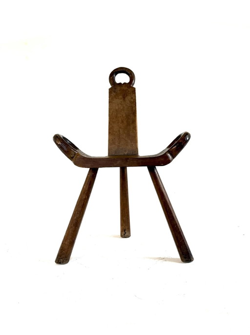 Vintage tripod Brutalist stool '60