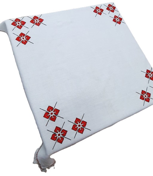 Vintage quadratische handbestickte Tischdecke 72 x 72 cm