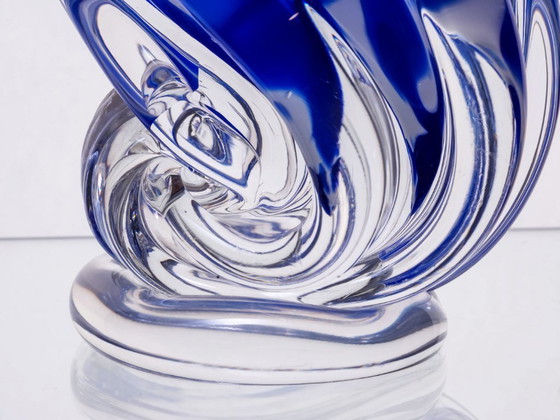 Image 1 of Vaso in vetro blu modellato a mano, anni '70