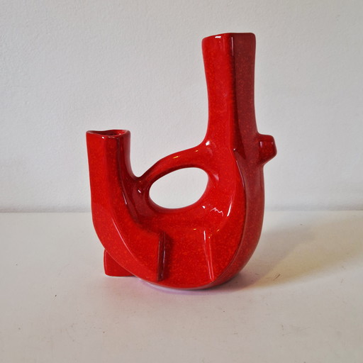 Vintage ceramic vase red vase art nouveau art deco