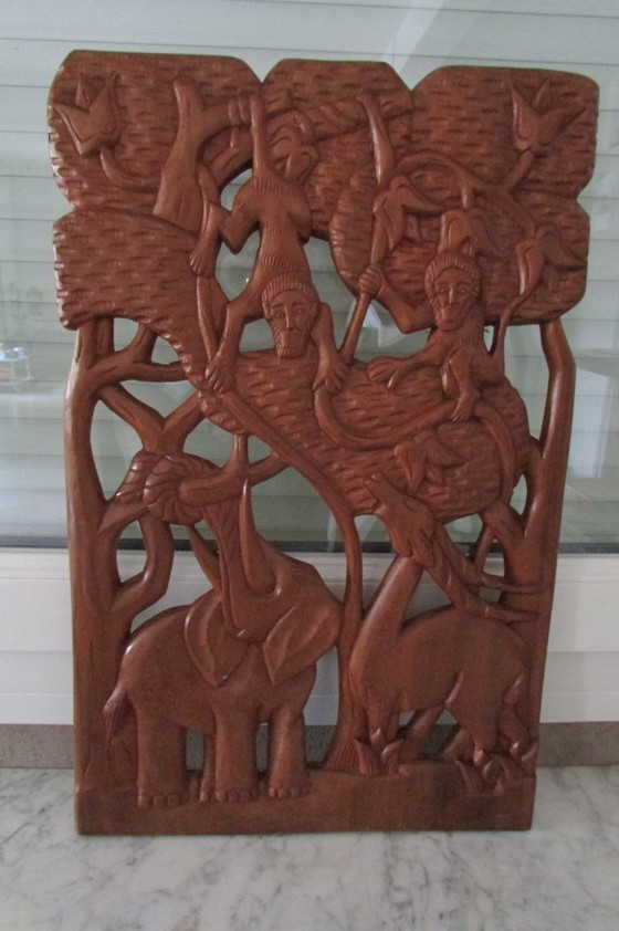 Decorazioni murali, scena etnica in legno traforato (photo 5 of 5)