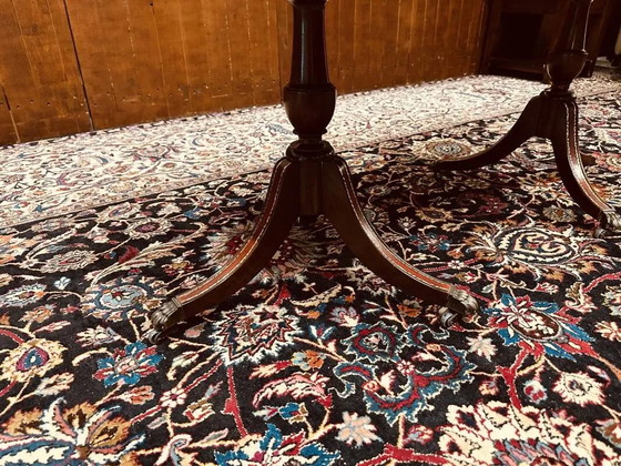 Table basse Chesterfield anglaise antique avec plateau en cuir, Tables basses, Bois (photo 5 sur 10)