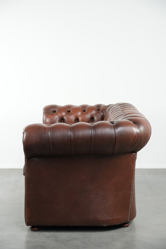 Image 1 of Vintage Brown Cowhide Leather English Chesterfield 2.5-Seater Sofa