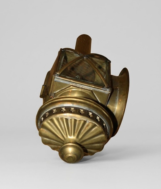 Lanterna Antica in Ottone, Kutschenlampe, Oggetti decorativi, Vetro, Dorato, Vintage (foto 6 di 6)