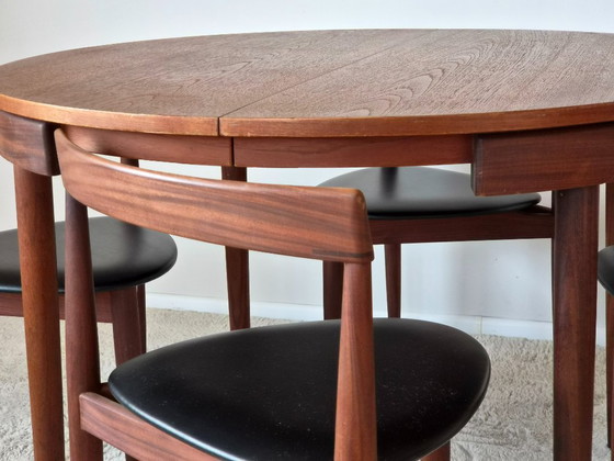 Roundette Teak Extendable Dining Set by Hans Olsen for Frem Røjle, Denmark 1960s – Wood, Skai (photo 14 of 29)