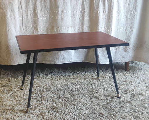 Modernistischer Couchtisch aus Metall und Holz – Mitte des 20. Jahrhunderts