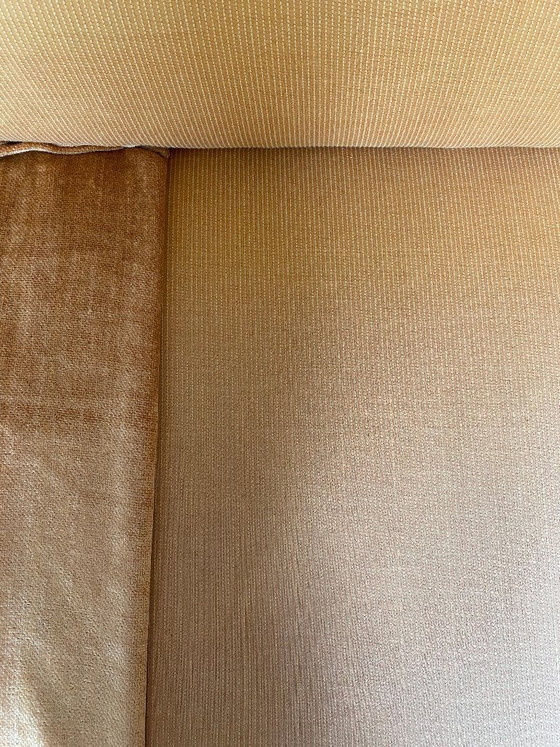 Image 1 of Chaise longue eiken/goudkleurige geribbelde stof