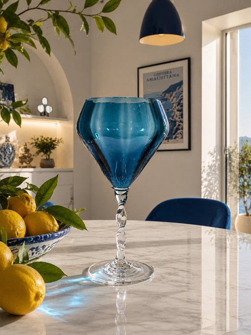 Copa extragrande de cristal de Murano - Azul italiano