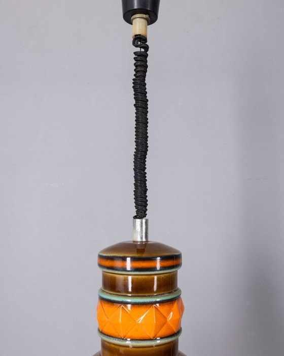 Lampadario vintage anni '60 in ceramica e vetro, design italiano. – Glass (photo 10 of 11)