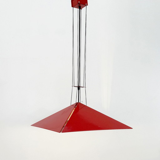 Red Adjustable Pendant Lamp from Bieffeplast, 1980s