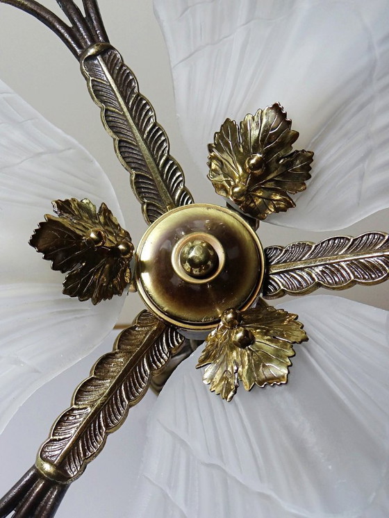 Image 1 of Lustre Hollywood Regency Art Déco vintage 80-90 Bronze Mariner Coquillages