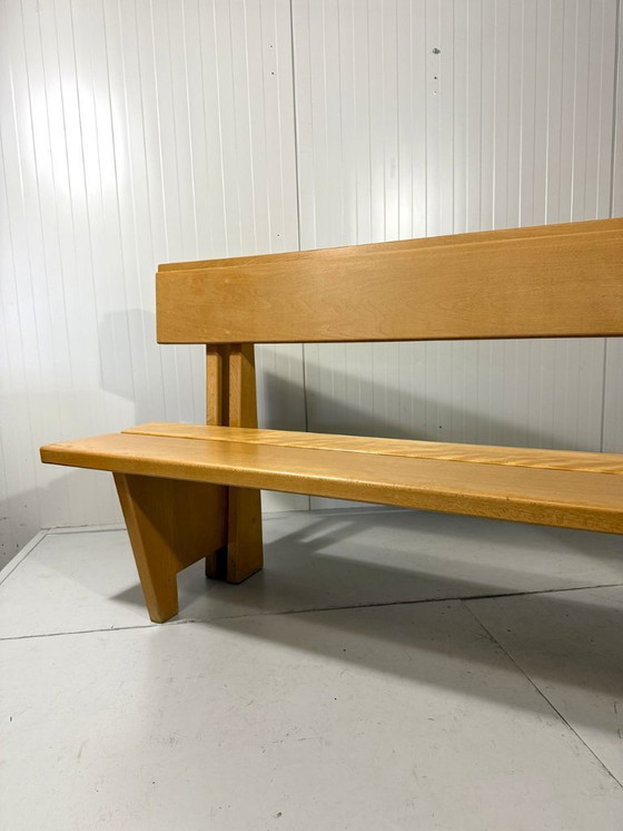 Image 1 of XL Modernist solid beech wood bench 1960s