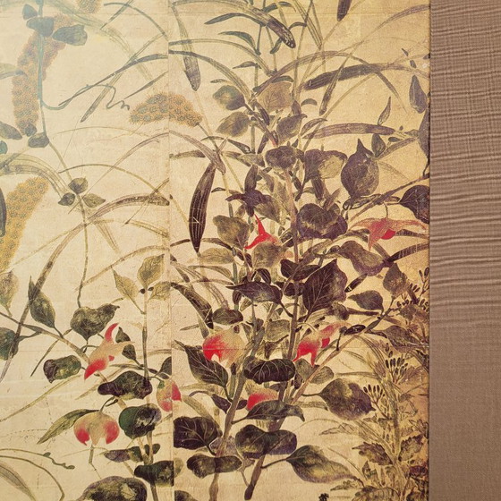 Image 1 of Afdruk op papier, fragment van “Zomer- en herfstbloemen”, Tawaraya Sōtatsu, Rimpa-school, jaren 90 - Japan