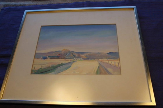 tekening/ acquarel 'Aan den Voert' van Henk van den Idsert, Schilderijen & Tekeningen, Papier (foto 3 van 5)