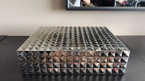 Image 1 of Eichholtz Luxe box Vivienne maat Large Zilver, 40x30x10 cm