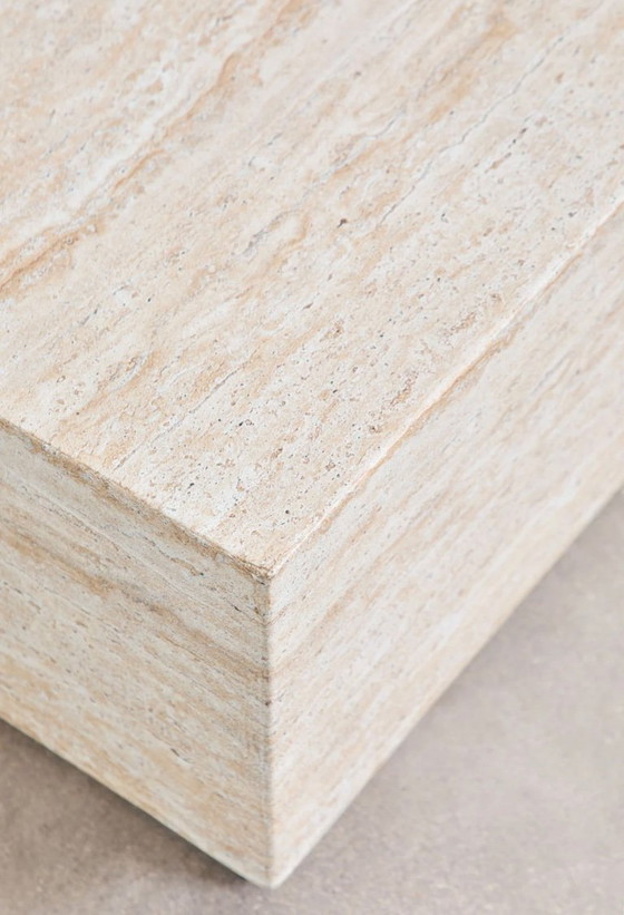 Image 1 of Sklum  Vierkante salontafel 80x80 cm in betonlook travertijn Imala