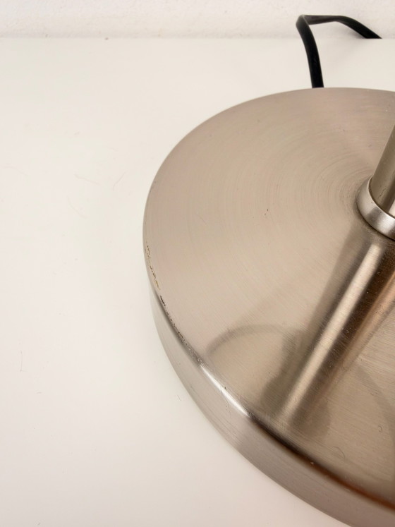 Bauhaus-Stil Tischlampe, geometrisches Design, Art Deco, Tischlampen, Aluminium, Glas, Silber (Foto 4 von 9)