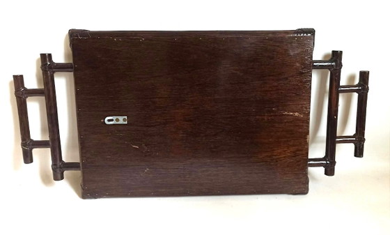 Decorative brown bamboo frame, Rattan, Glass, 1970 (photo 12 of 12)
