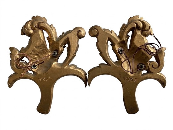 Gouden wandarmaturen met bladmotief, Wandlampen, Hout, Gold, Klassiek (foto 5 van 5)