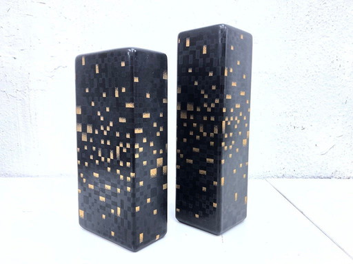 2 vasi quadrati in ceramica di Steuler 80s design