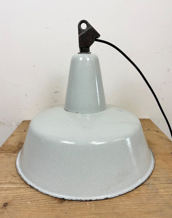 Image 1 of Large Industrial Grey Enamel Factory Pendant Lamp from Zaos, 1960s