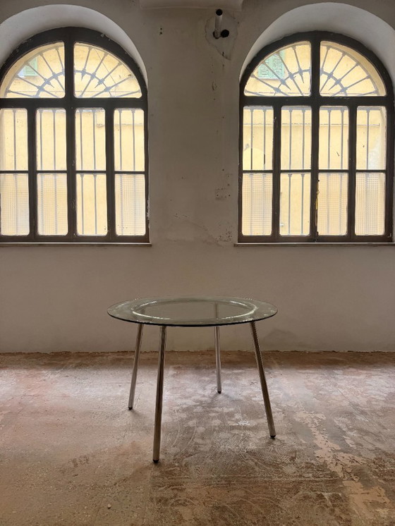 Image 1 of Tavolino o tavolo da pranzo in vetro e cromo