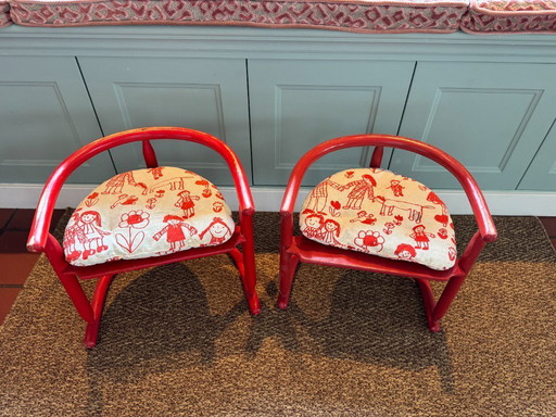 Vintage red children's chairs IKEA 1963, Karin Mobring - ANNA