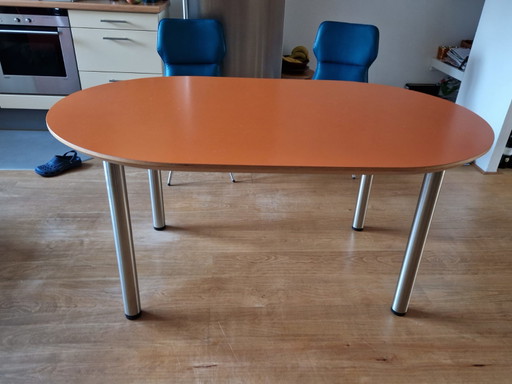 Vintage Ovale eettafel terracotta