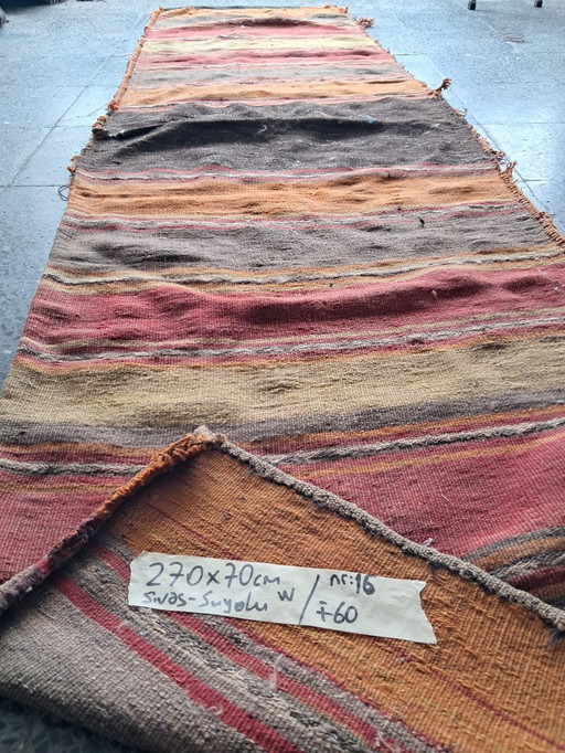Kilim turco tessuto a mano 270x70 cm